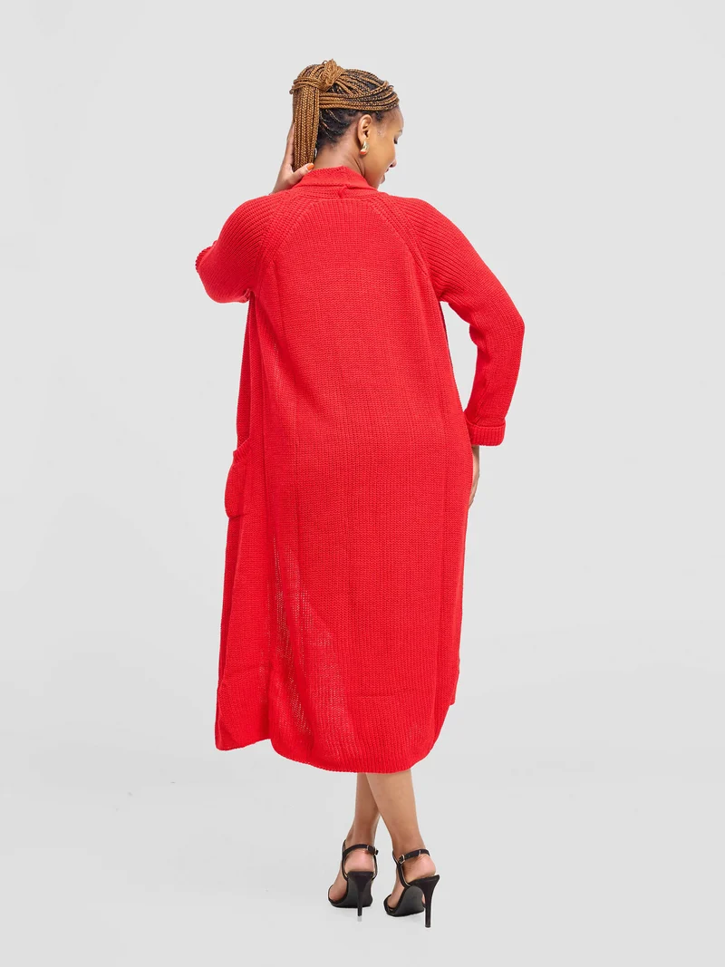 Anel’s Knitwear Midi Sweater - Red