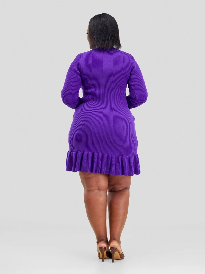 Ruffled Hem Dress - Purple