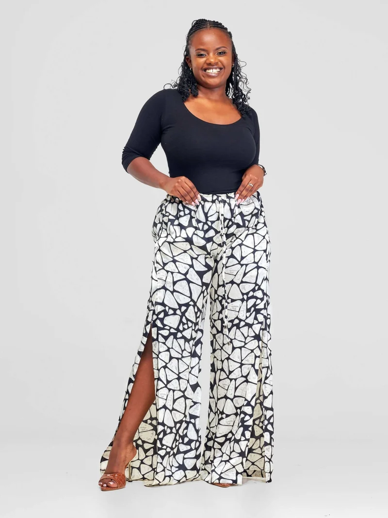 Silk Trousers - Black / White