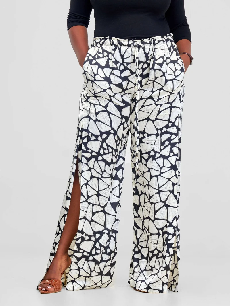 Silk Trousers - Black / White