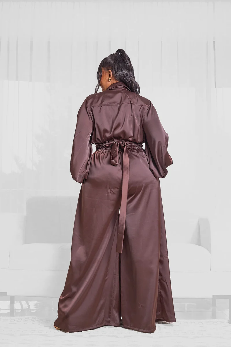 Noelle Wide Leg Jumpsuit - Chocolate Brown