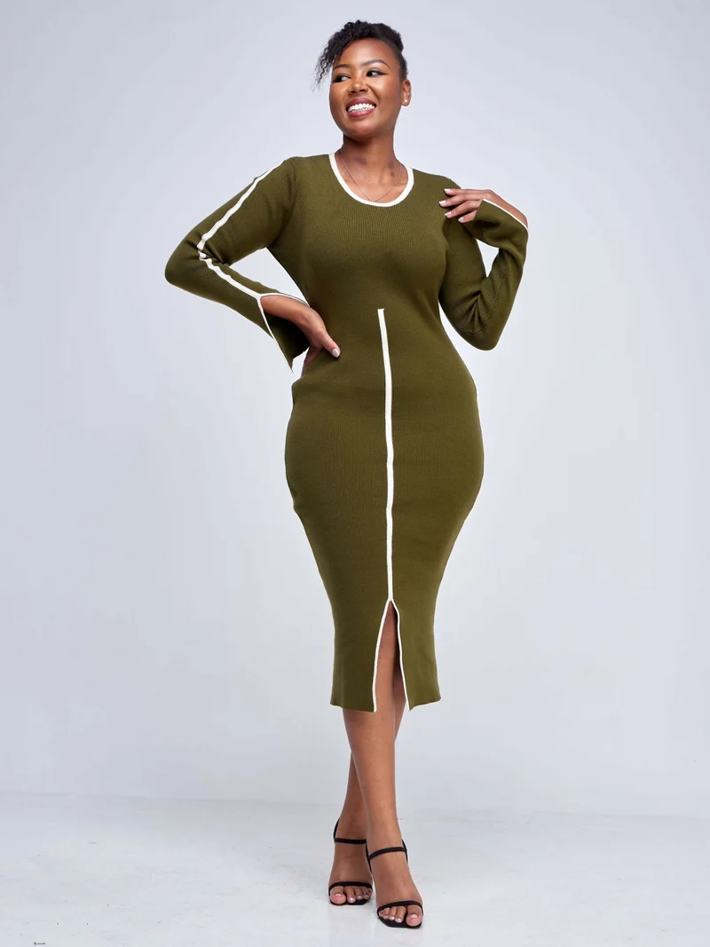 Elsie Glamour Zainabu Knit Dress - Jungle Green