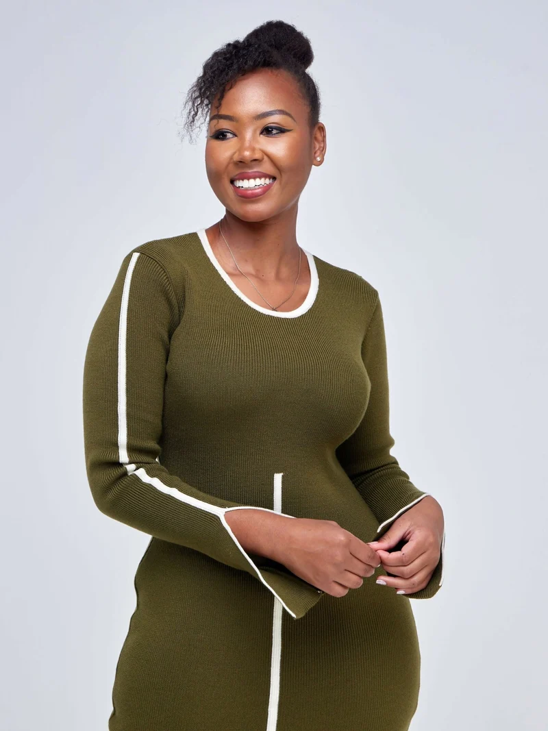 Elsie Glamour Zainabu Knit Dress - Jungle Green