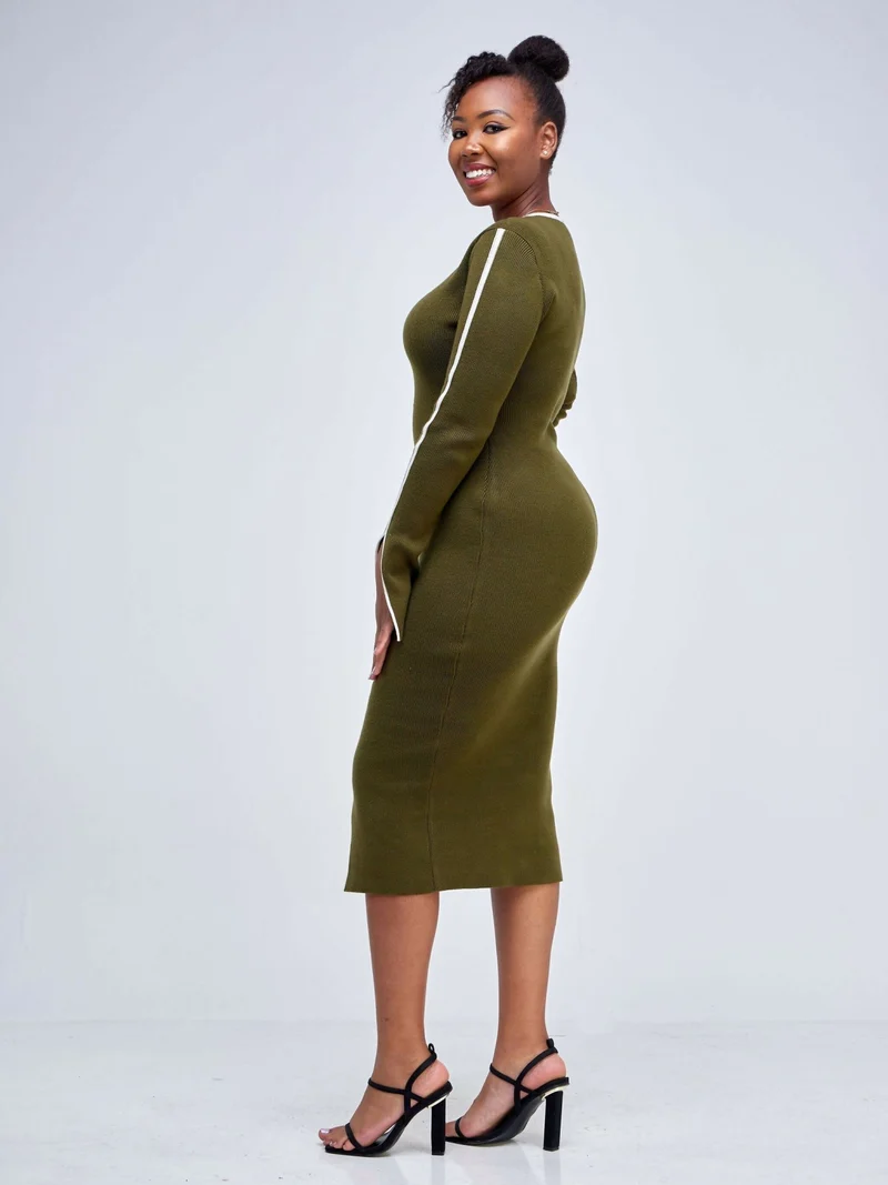 Elsie Glamour Zainabu Knit Dress - Jungle Green