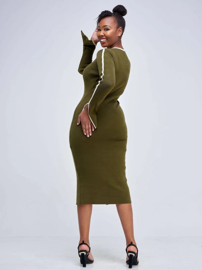 Elsie Glamour Zainabu Knit Dress - Jungle Green