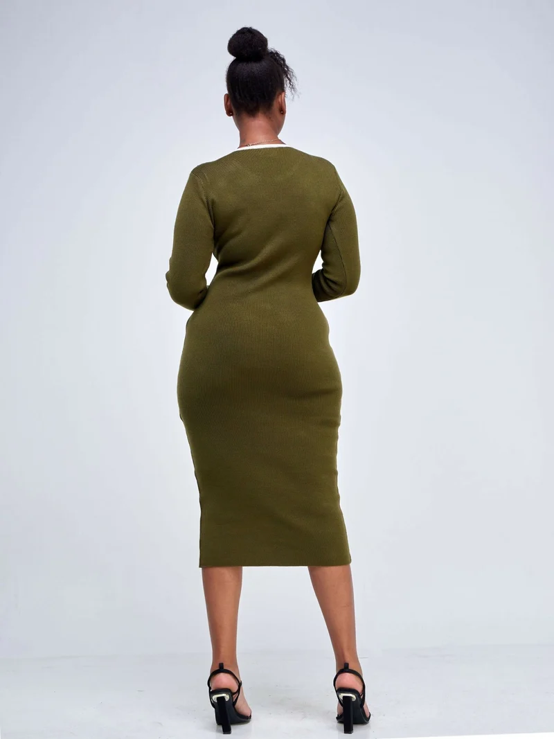 Elsie Glamour Zainabu Knit Dress - Jungle Green