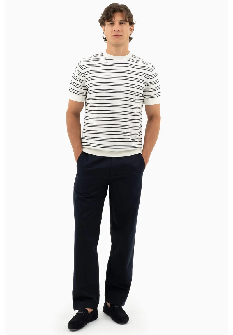 Feinstrick-T-Shirt aus Bio-Baumwolle mit Streifen