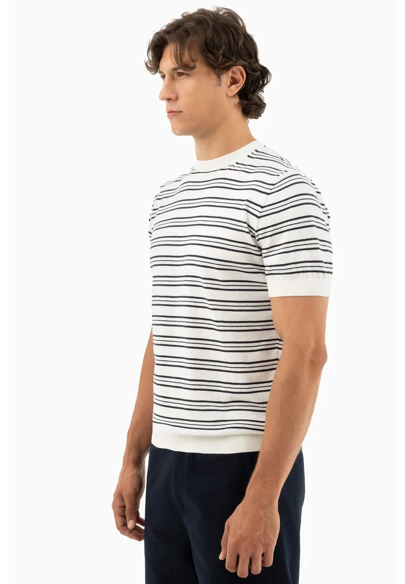 Feinstrick-T-Shirt aus Bio-Baumwolle mit Streifen
