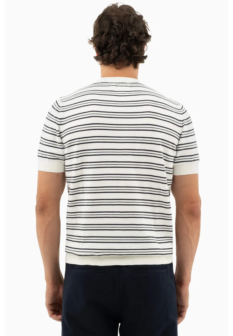 Feinstrick-T-Shirt aus Bio-Baumwolle mit Streifen