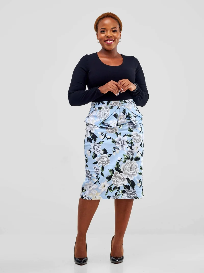 WSC Pambo Immaculate Chic Floral Skirt - Blue