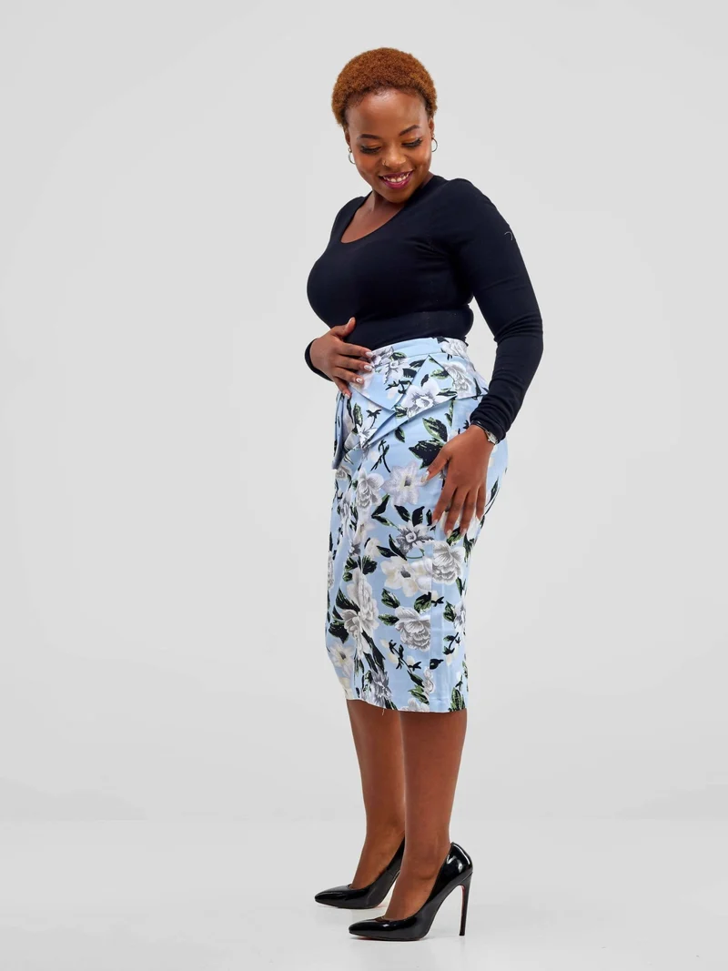 WSC Pambo Immaculate Chic Floral Skirt - Blue