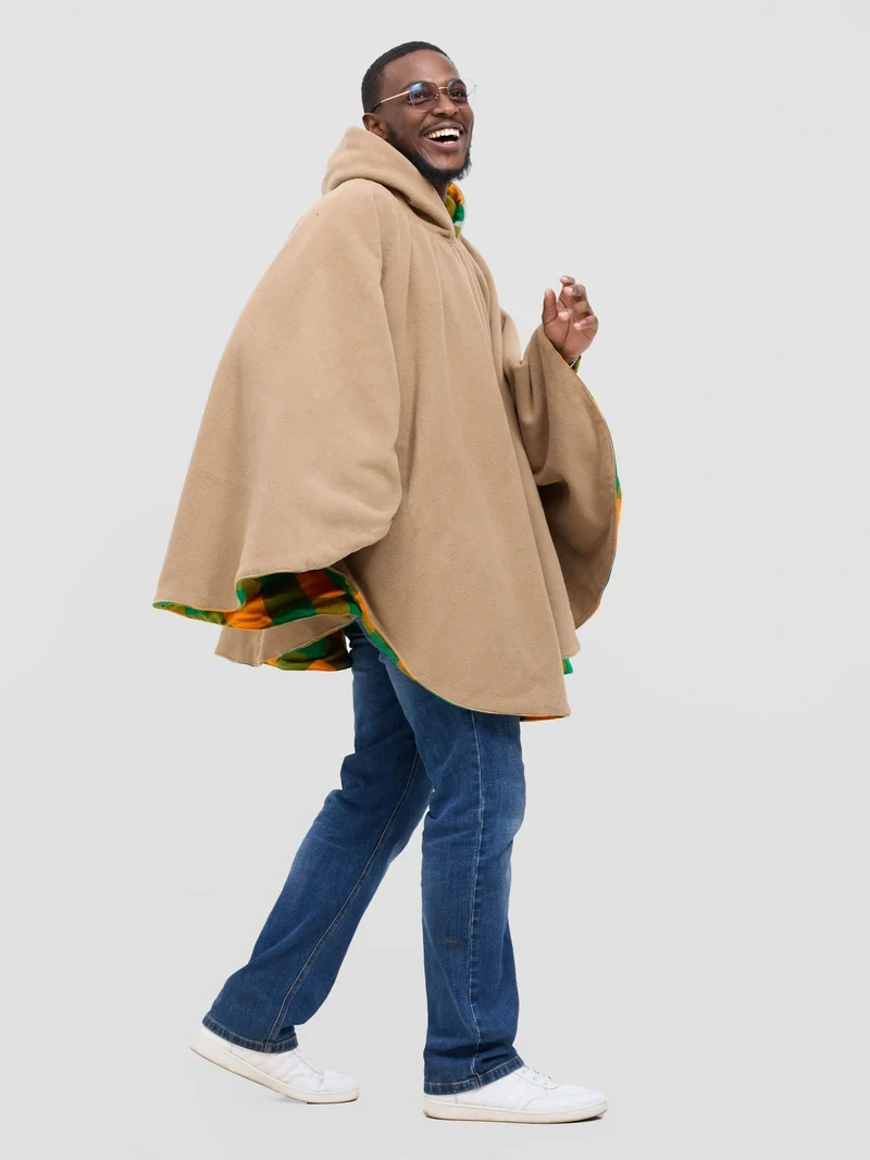 Rafiki Threads Lifted Hood Poncho - Green / Yellow