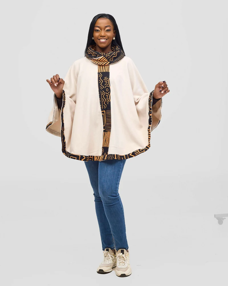 Rafiki Threads Rugare Turtle Neck Poncho - Beige