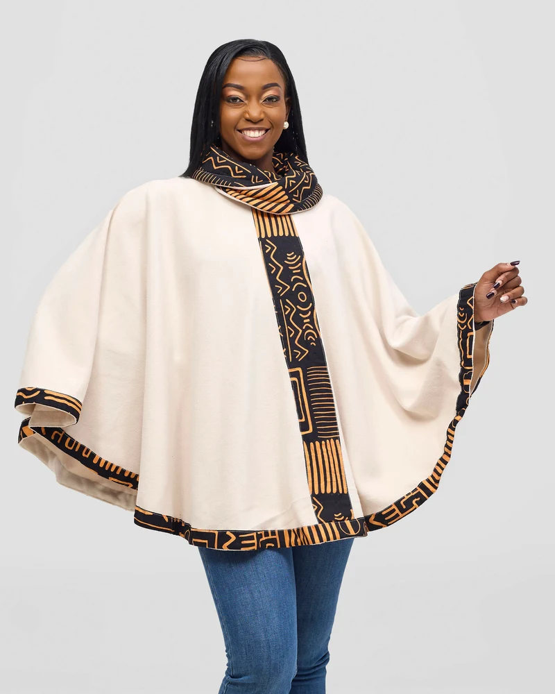 Rafiki Threads Rugare Turtle Neck Poncho - Beige