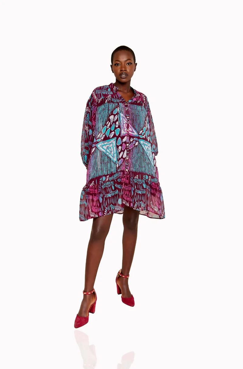 Doll Dress - Burgundy