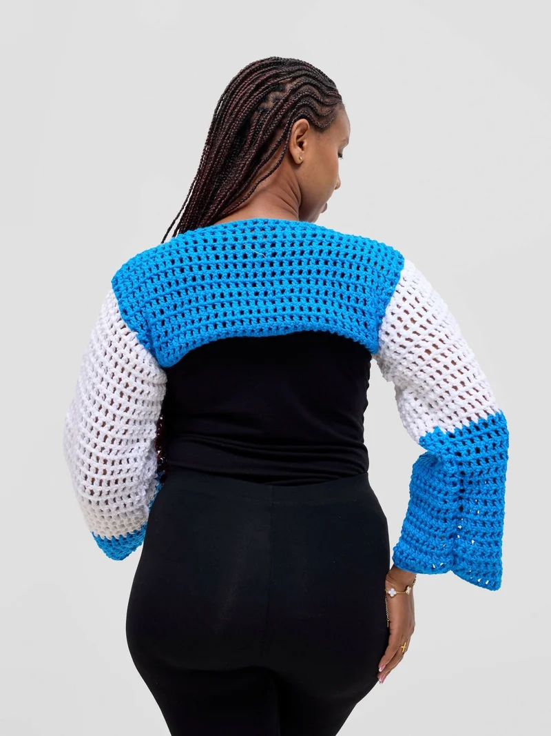 Twist & Turn Shrug Top - Blue / White