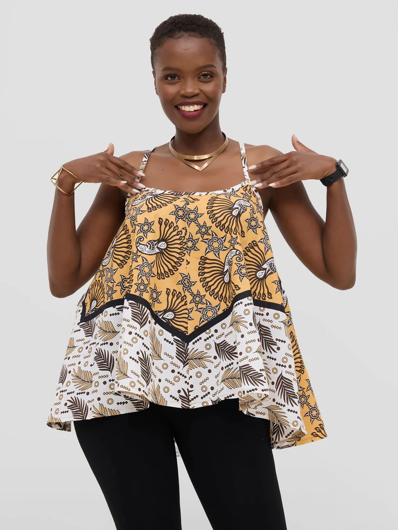 Leso Top - Brown Flower