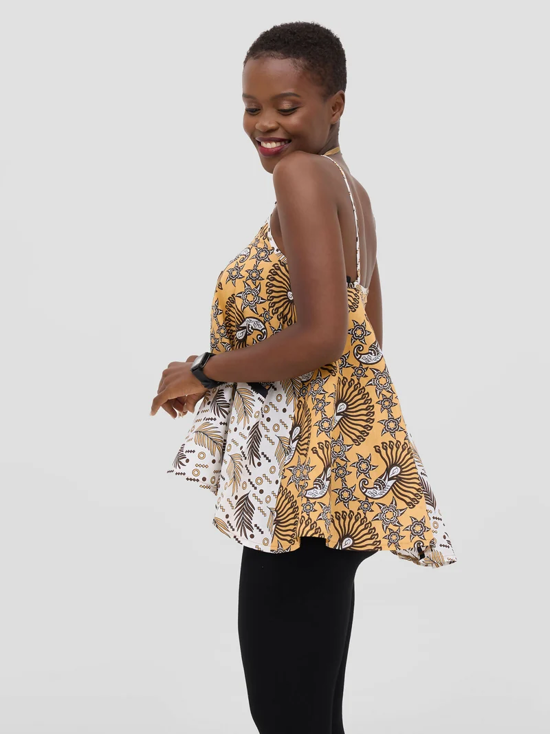 Leso Top - Brown Flower