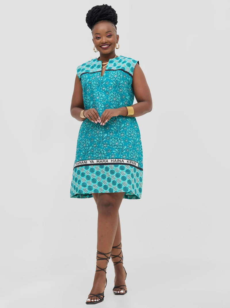Leso Shift Dress - Turquoise Circle