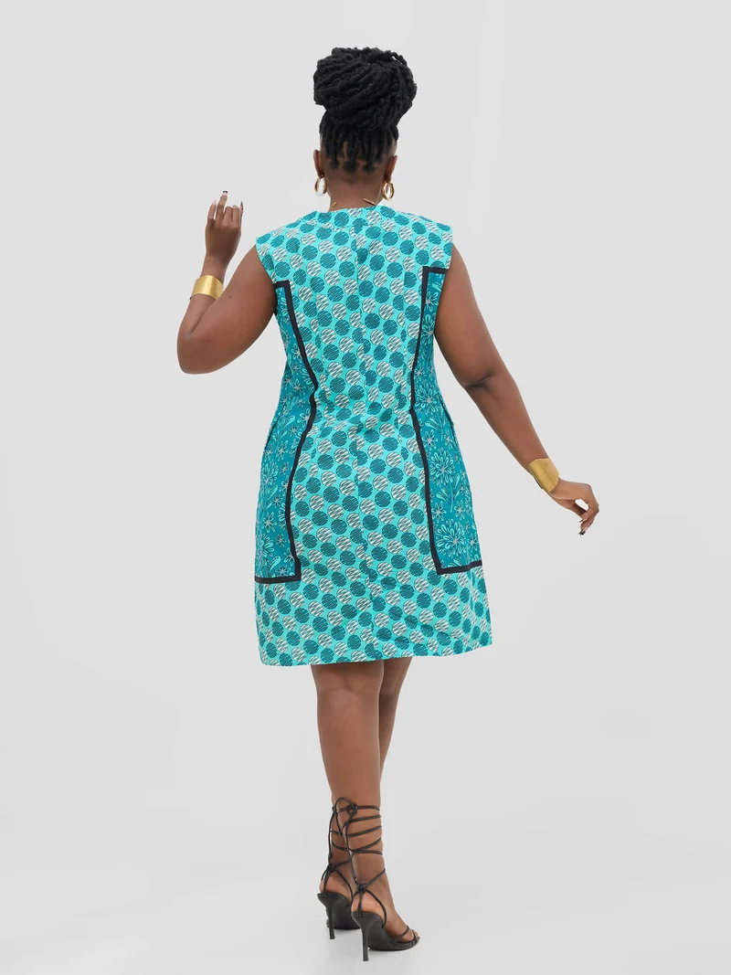 Leso Shift Dress - Turquoise Circle