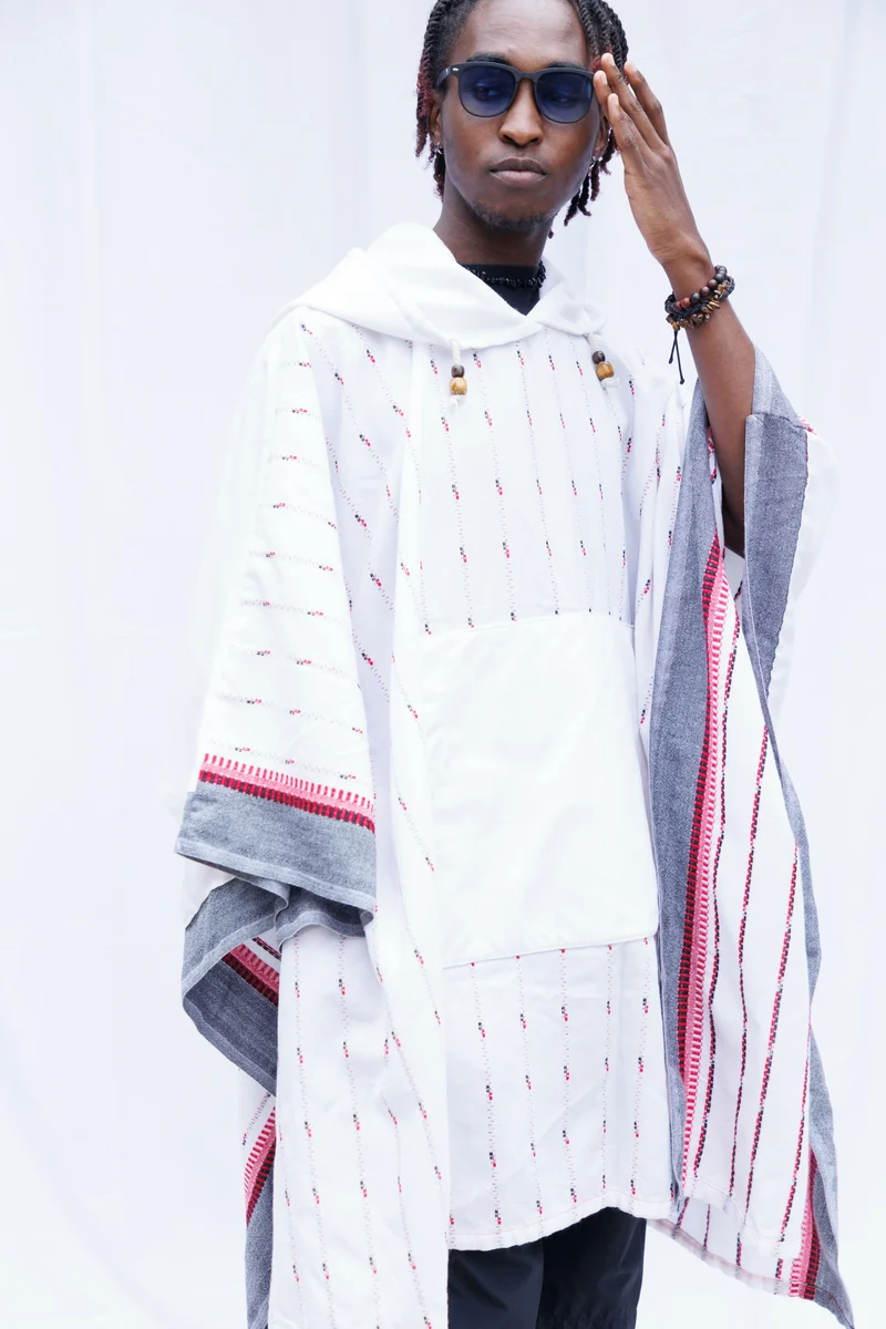Liquid Lemn Jasiri Poncho with Pockets - White