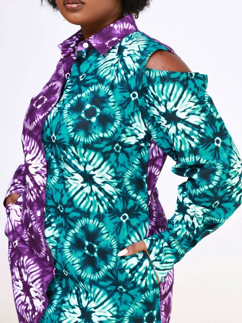 WSC Pambo DD Cold Shoulder Shirt Dress - Purple