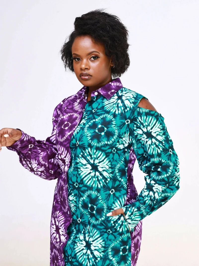 WSC Pambo DD Cold Shoulder Shirt Dress - Purple