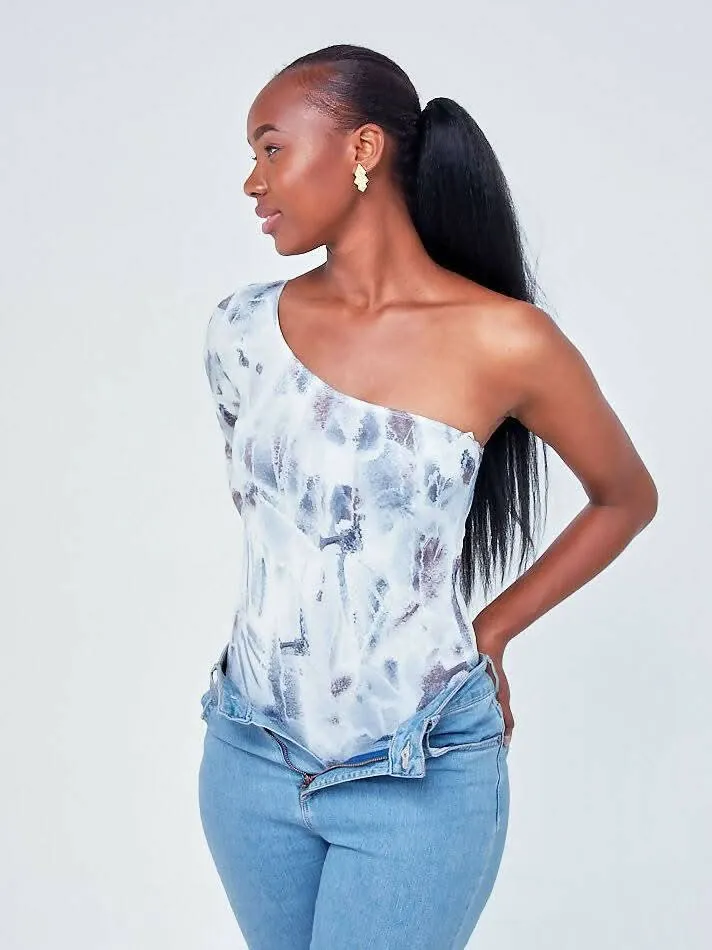 Wsc Pambo Signature The Brand All Over Print One Shoulder Bodysuit - White