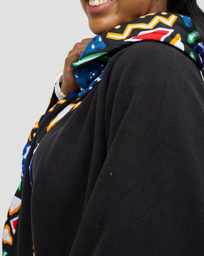 Rafiki Threads Turtle Neck Poncho - Black Print