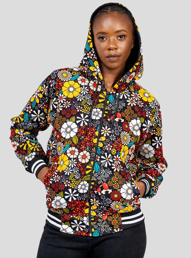 Rafiki Threads Furaha Hooded Ankara Jacket - Floral