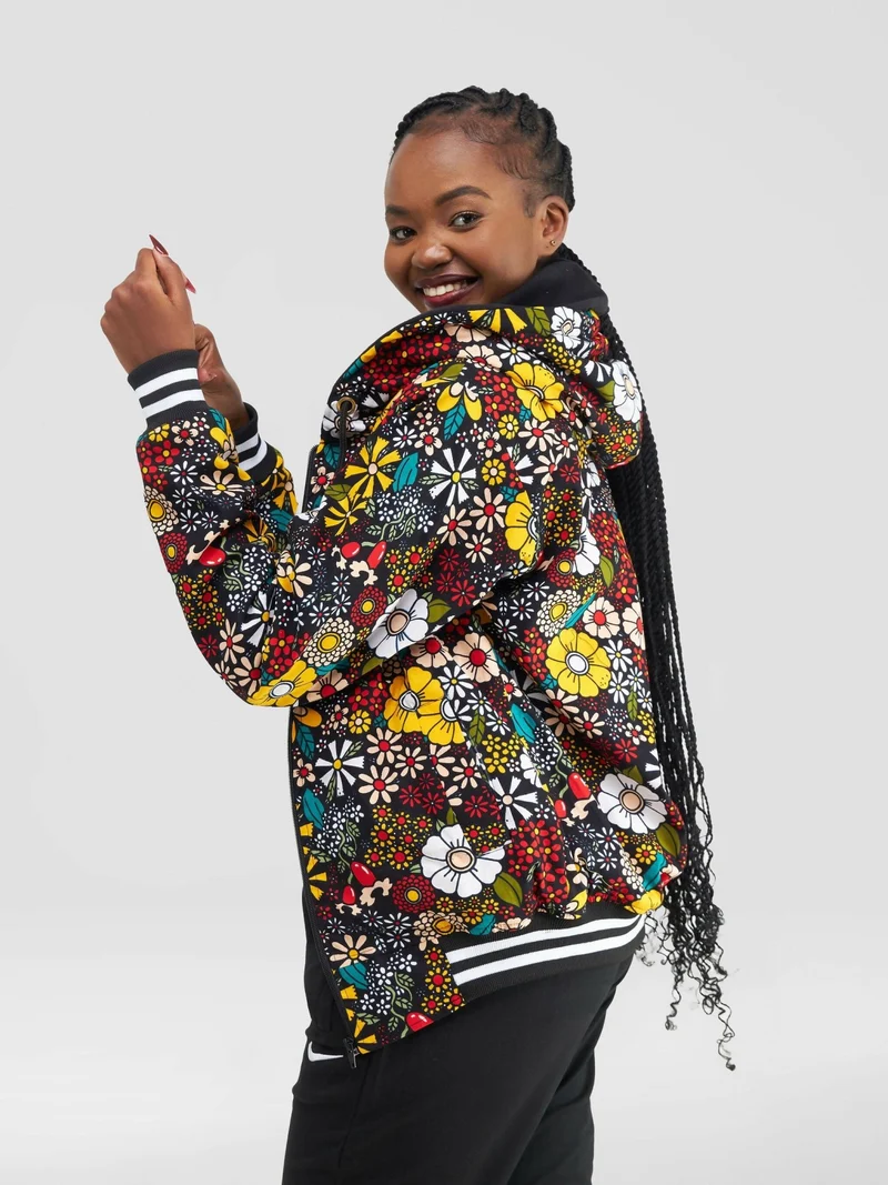 Rafiki Threads Furaha Hooded Ankara Jacket - Floral
