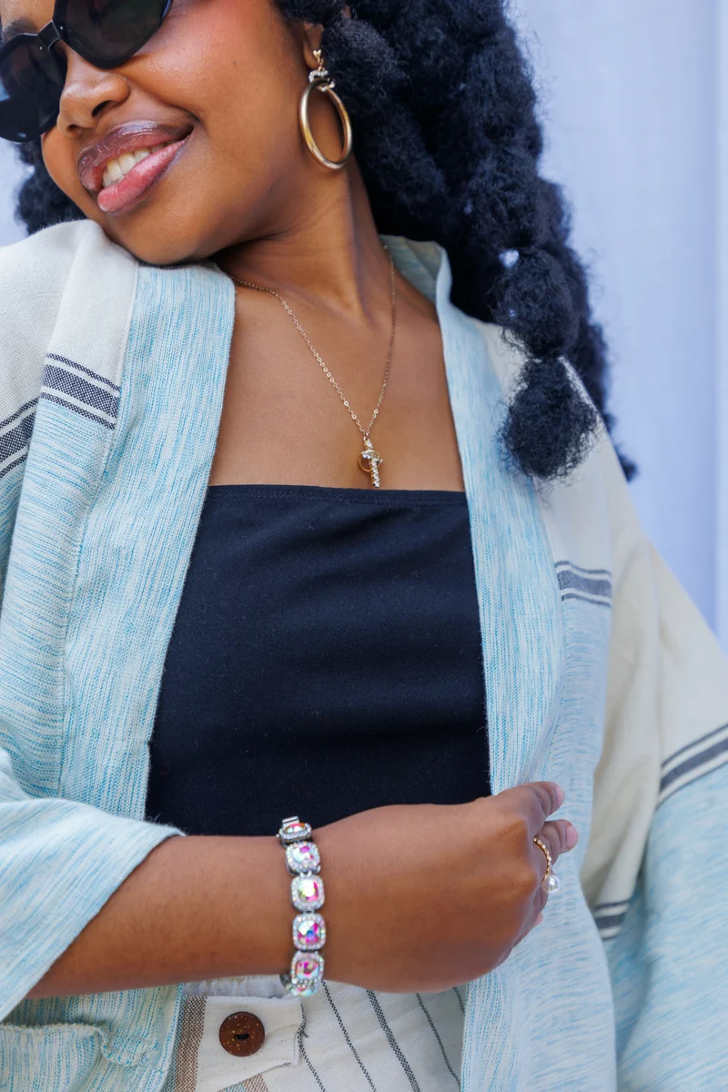 Liquid Lemn ECRU Crop Coat - Blue
