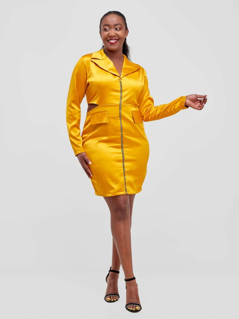HOT Blazer Party Dress - Mustard
