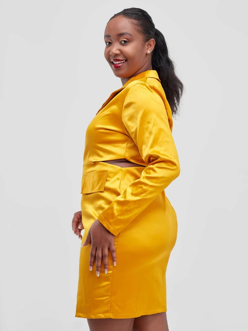 HOT Blazer Party Dress - Mustard