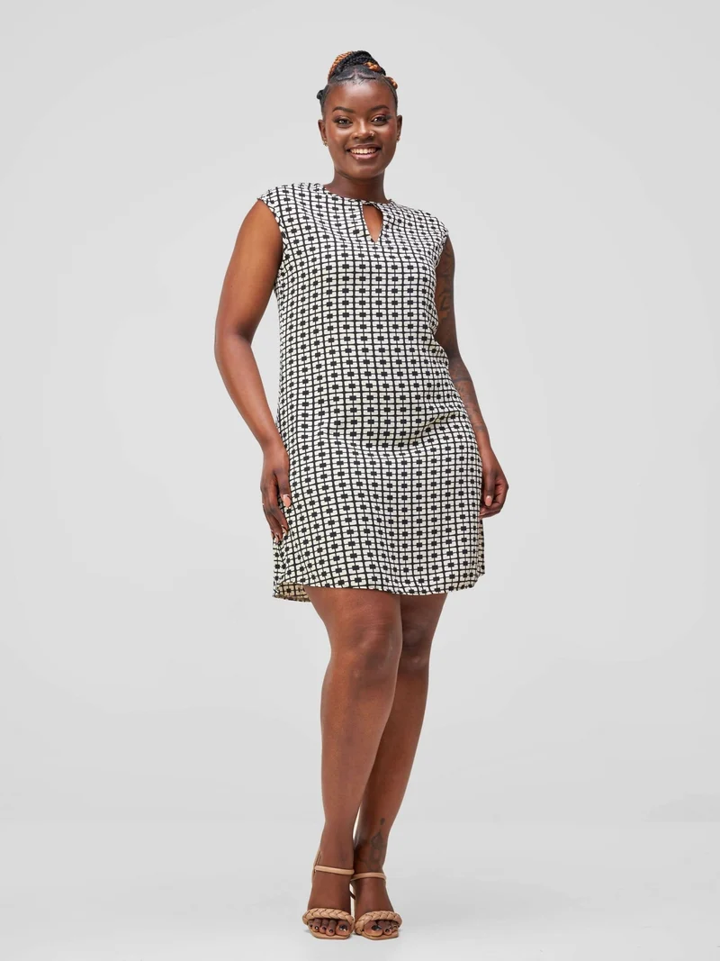 HOT Helene Shift Dress - Black / White Print