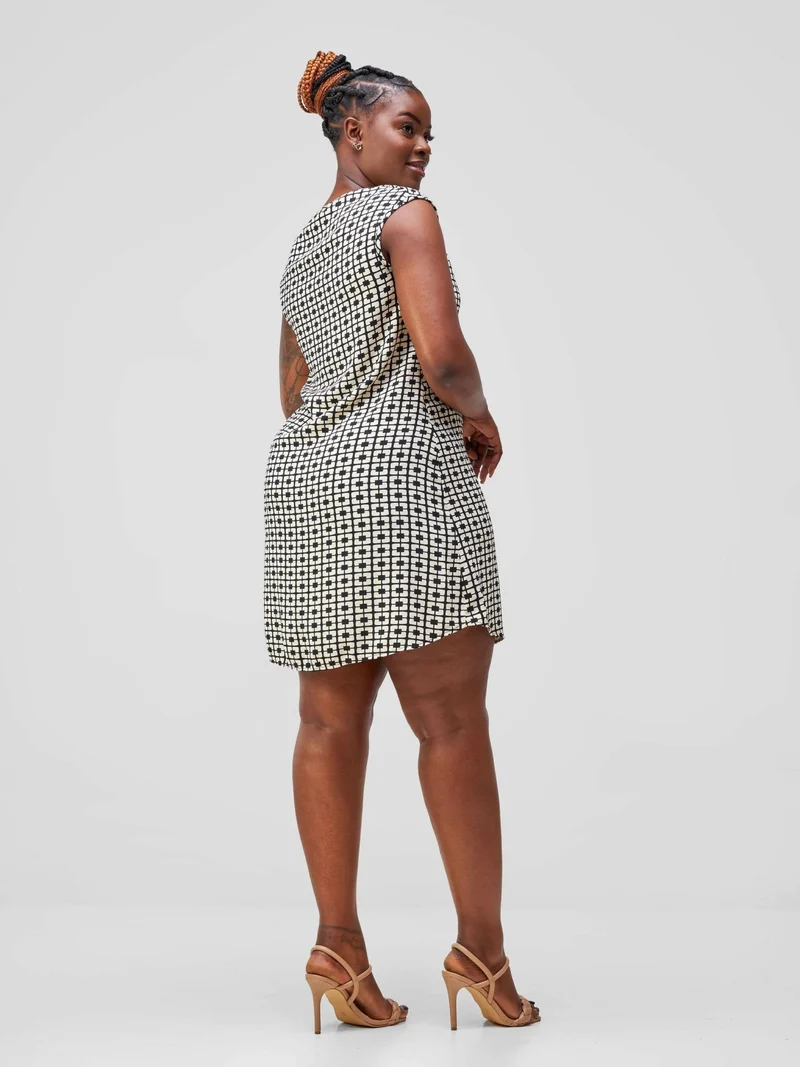 HOT Helene Shift Dress - Black / White Print