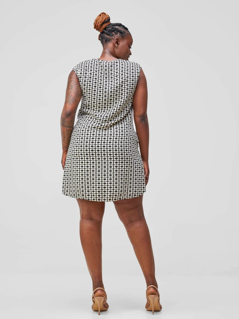 HOT Helene Shift Dress - Black / White Print