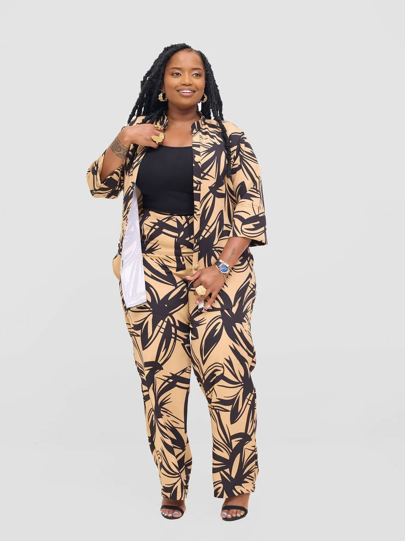 HOT Davina Two Piece Set - Beige / Black
