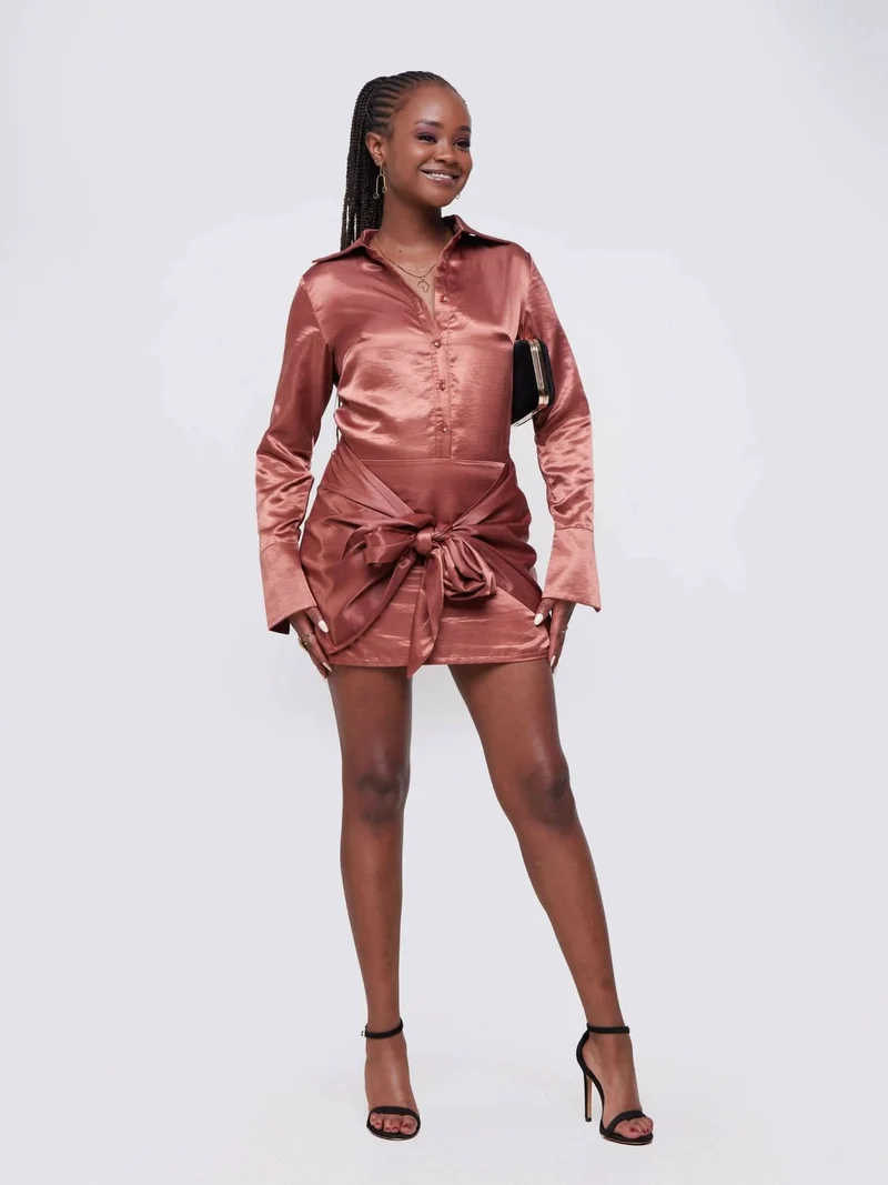 Amua Mini Dress - Brown