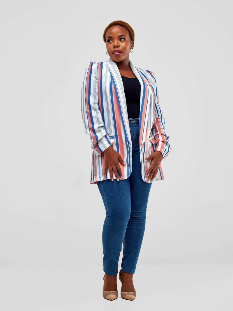 WSC Pambo Immaculate Chic Robin Stripped Blazer - Pink / White