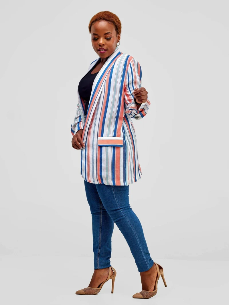 WSC Pambo Immaculate Chic Robin Stripped Blazer - Pink / White