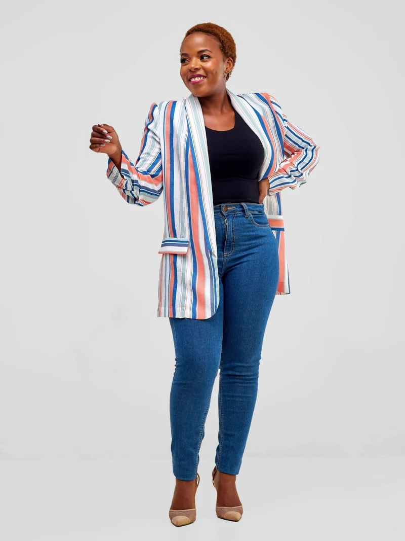 WSC Pambo Immaculate Chic Robin Stripped Blazer - Pink / White