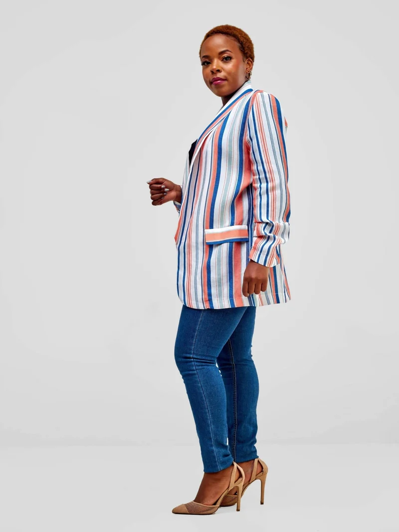 WSC Pambo Immaculate Chic Robin Stripped Blazer - Pink / White