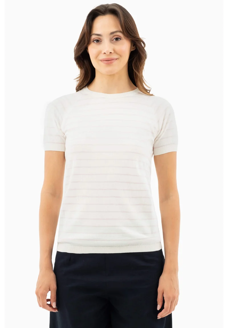 Feinstrick-T-Shirt aus Bio-Baumwolle mit Streifen