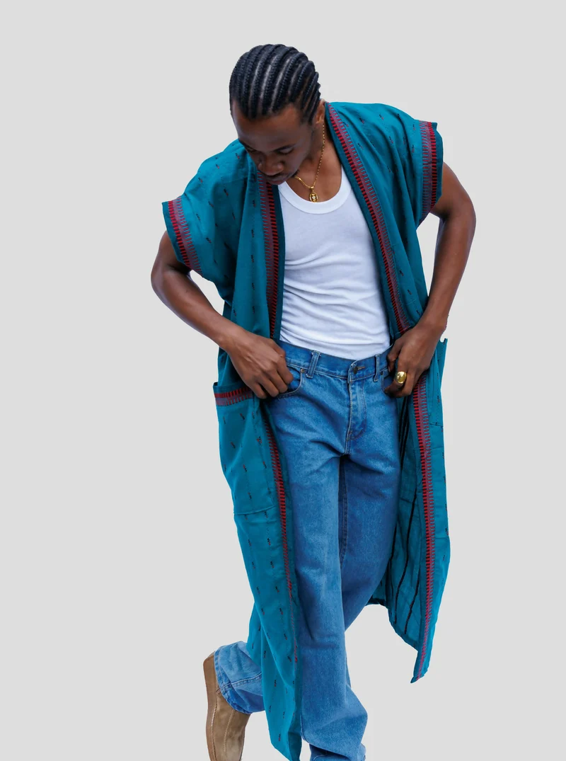 Liquid Lemn TRBL Sleeveless Kimono - Teal