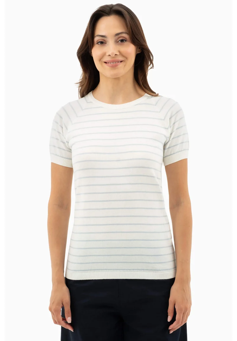 Feinstrick-T-Shirt aus Bio-Baumwolle mit Streifen