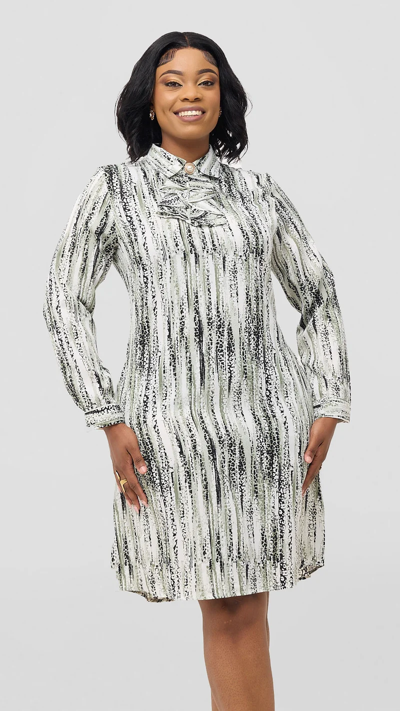 Khay Designs Official Shirt Dress - Green Print