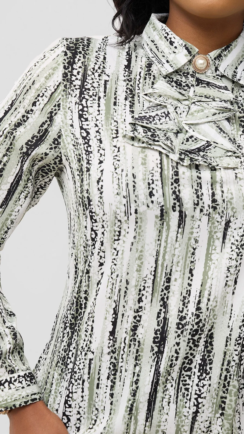 Khay Designs Official Shirt Dress - Green Print