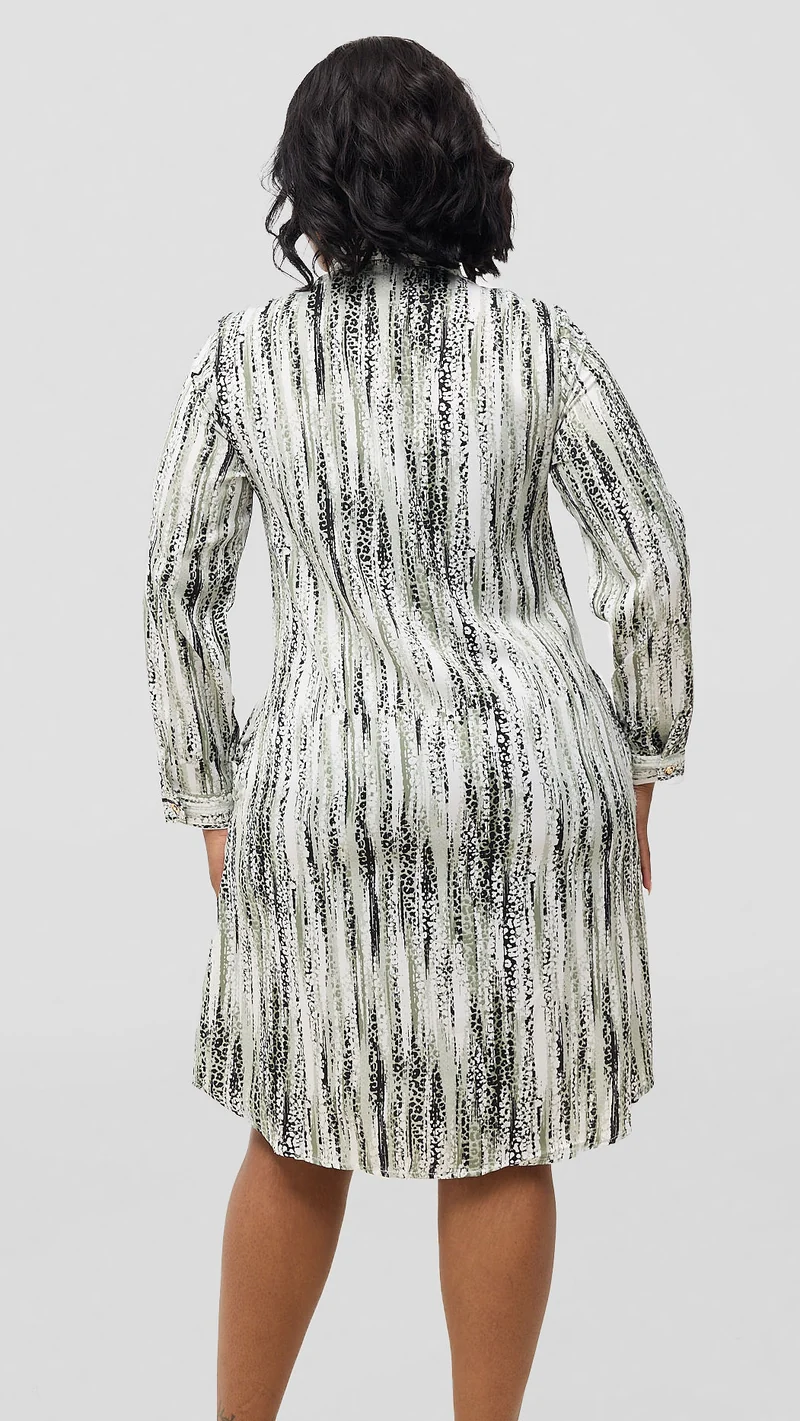 Khay Designs Official Shirt Dress - Green Print