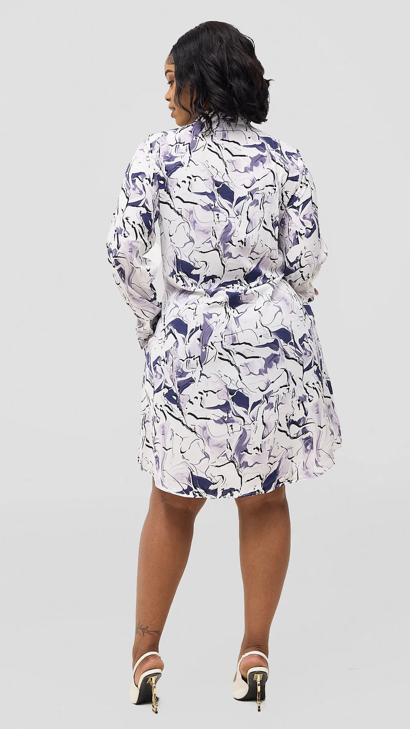 Khay Designs Official Shirt Dress - Purple Print